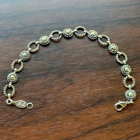 MA Jewelry - Vintage Silver Tone Cable Rope Link Metal Bracelet